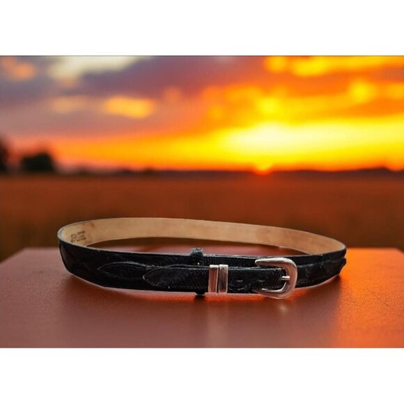 Justin Wéstern Men’s Genuine Leather Belt Black Silver Buckle Textured snake 42 - Picture 13 of 13